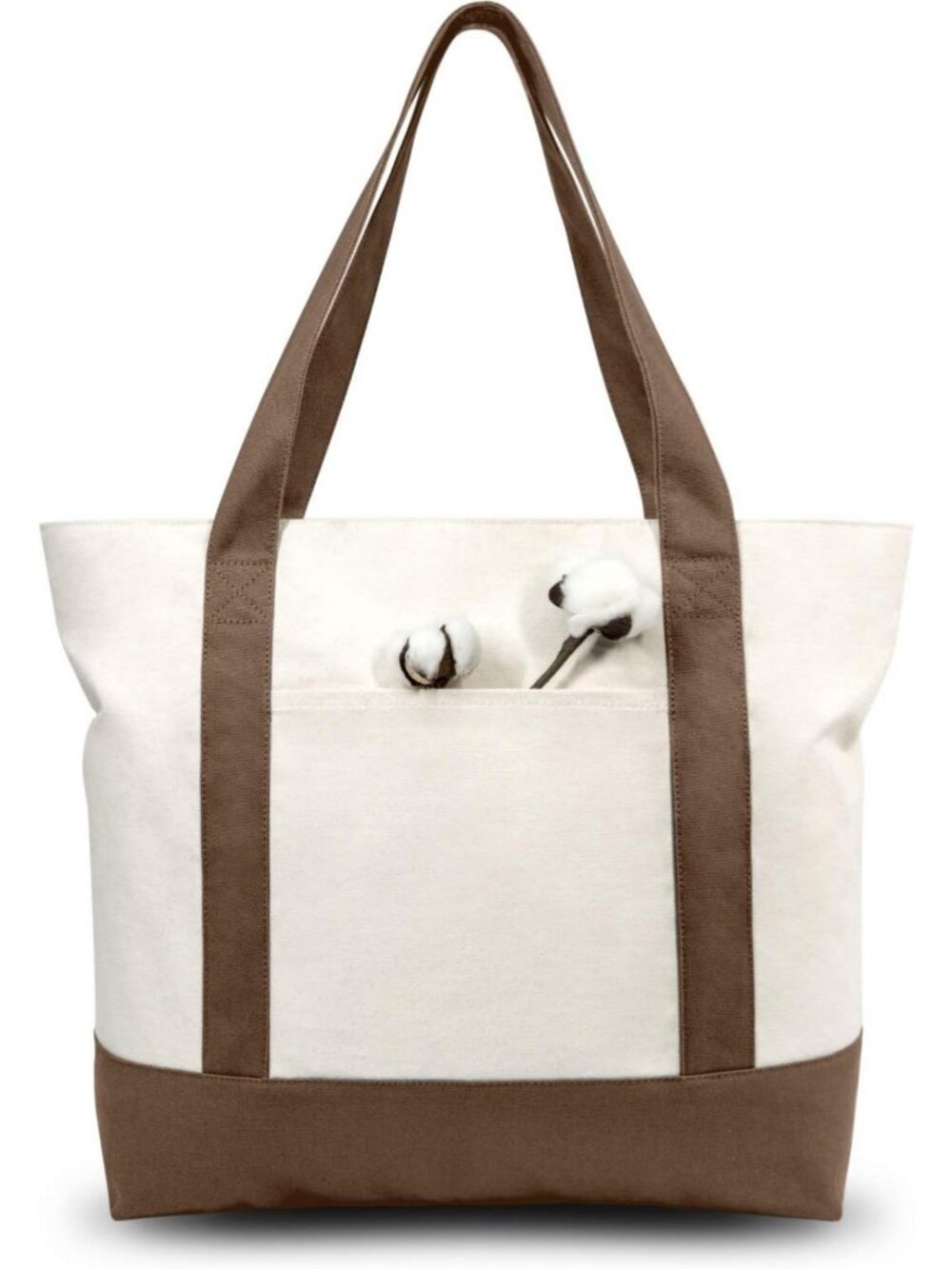 Reusable Canvas Tote Bags 6-Pack with Zipper & Pocket - Eco-Friendly Grocery